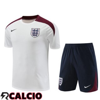 T Shirt Allenamento Inghilterra + Pantaloncini Bianco 2024/2025  T Shirt Allenamento Inghilterra + Pantaloncini Bianco 2024/2025