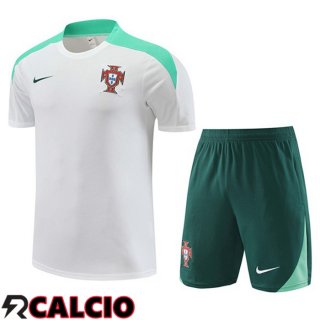 T Shirt Allenamento Portogallo + Pantaloncini Bianco 2024/2025  T Shirt Allenamento Portogallo + Pantaloncini Bianco 2024/2025