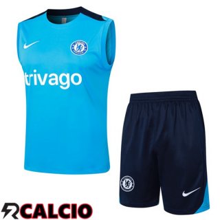 Canotta Allenamento FC Chelsea + Pantaloncini Blu 2024/2025  Canotta Allenamento FC Chelsea + Pantaloncini Blu 2024/2025