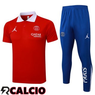 Insieme Polo Jordan Paris PSG + Pantaloni Rosso 2025/2026  Insieme Polo Jordan Paris PSG + Pantaloni Rosso 2025/2026