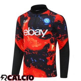 Felpa Allenamento SSC Napoli Rosso Nero 2024/2025  Felpa Allenamento SSC Napoli Rosso Nero 2024/2025