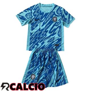Maglie Calcio Paesi Bassi Bambino Portiere Azzurro UEFA Euro 2024