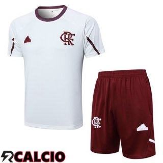 Insieme T Shirt Allenamento Flamengo + Pantaloncini Bianco 2024/2025