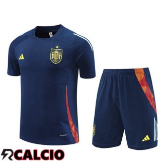 Insieme T Shirt Allenamento Spagna + Pantaloncini Blu Reale 2024/2025  Insieme T Shirt Allenamento Spagna + Pantaloncini Blu Reale 2024/2025