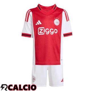 Maglie Calcio AFC Ajax Bambino Prima Rosso Bianco 2025/2026