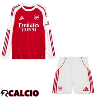 Maglie Calcio Arsenal Bambino Prima Manica Lunga Rosso Bianco 2025/2026  Maglie Calcio Arsenal Bambino Prima Manica Lunga Rosso Bianco 2025/2026