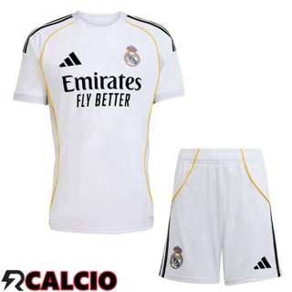 Maglie Calcio Real Madrid Bambino Prima Bianco 2025/2026  Maglie Calcio Real Madrid Bambino Prima Bianco 2025/2026