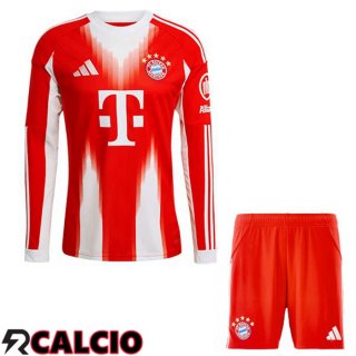 Maglie Calcio Bayern Monaco Bambino Prima Manica Lunga Rosso 2025/2026  Maglie Calcio Bayern Monaco Bambino Prima Manica Lunga Rosso 2025/2026