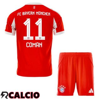 Maglie Calcio Bayern Monaco (Coman 11) Bambino Prima Rosso 2025/2026