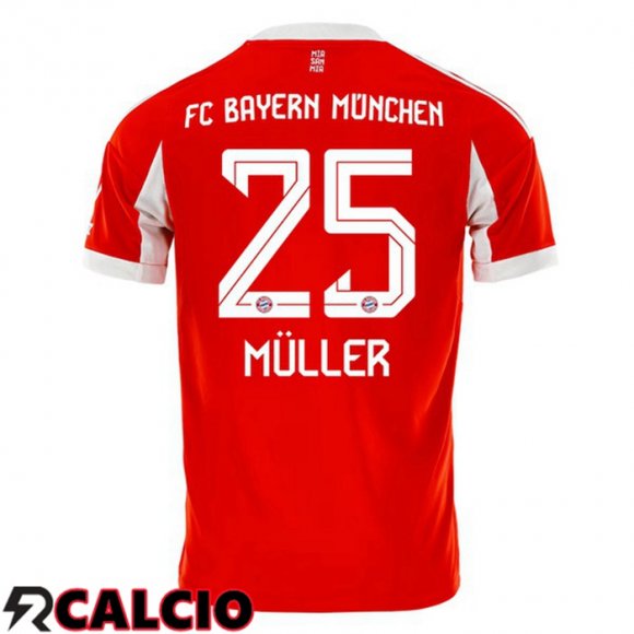 Maglie Calcio Bayern Monaco (Müller 25) Prima Rosso 2025/2026  Maglie Calcio Bayern Monaco (Müller 25) Prima Rosso 2025/2026