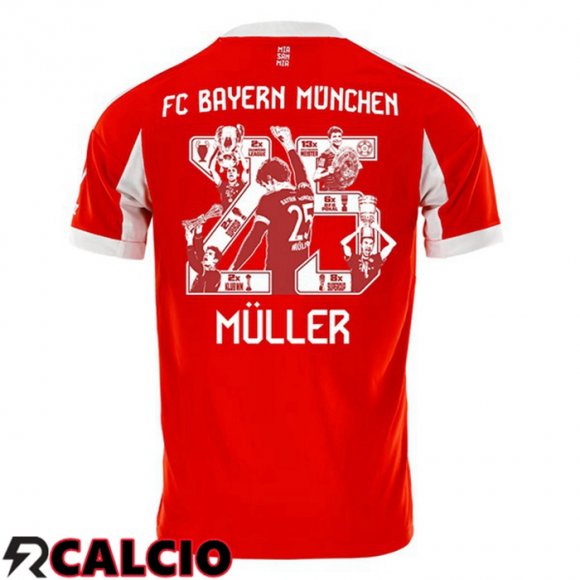 Maglie Calcio Bayern Monaco (Müller 25) Prima Edizione Speciale Rosso 2025/2026