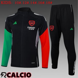 Insieme Tuta Calcio - Giacca Arsenal Bambino Nero Rosso Verde 2025/2026  Insieme Tuta Calcio - Giacca Arsenal Bambino Nero Rosso Verde 2025/2026