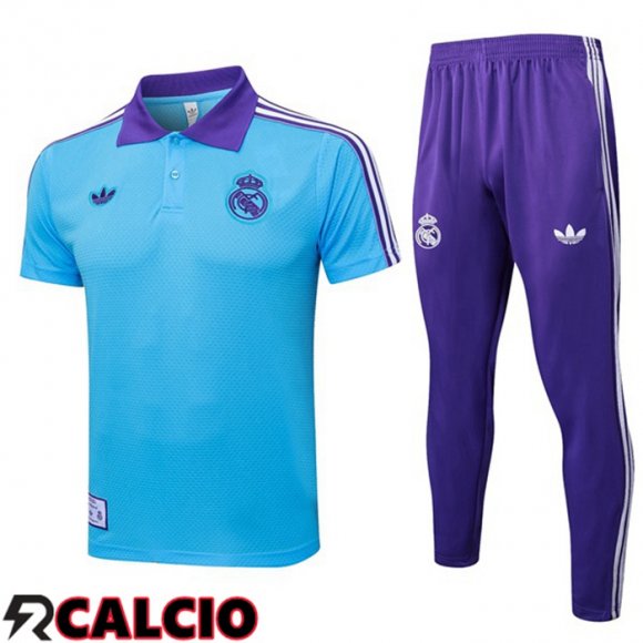 Insieme Polo Real Madrid + Pantaloni Blu 2025/2026  Insieme Polo Real Madrid + Pantaloni Blu 2025/2026