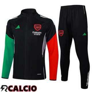 Insieme Tuta Calcio - Giacca Arsenal Nero Rosso Verde 2025/2026  Insieme Tuta Calcio - Giacca Arsenal Nero Rosso Verde 2025/2026