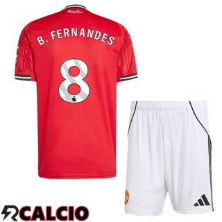 Maglie Calcio Manchester United (B. FERNANDES 8) Bambino Prima Rosso 2025/2026