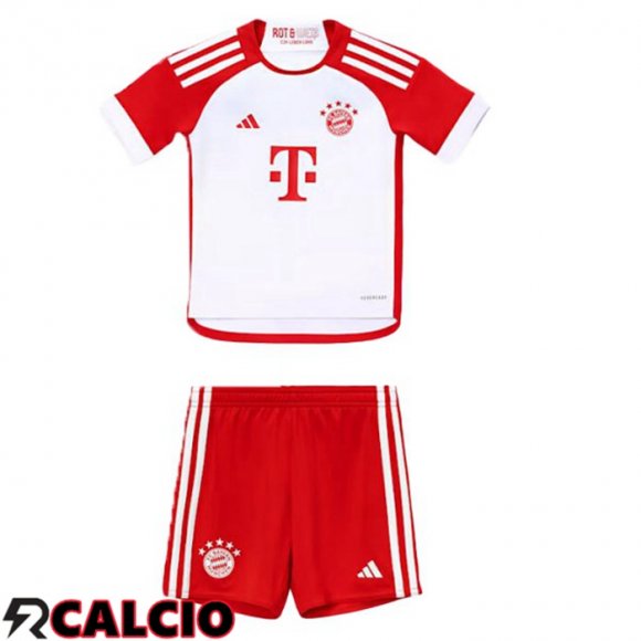 Prima Maglia Calcio Bayern Monaco Bambino Bianco Rosso 2023/2024