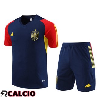 T Shirt Allenamento Spagna + Pantaloncini Blu Reale 2023/2024  T Shirt Allenamento Spagna + Pantaloncini Blu Reale 2023/2024
