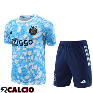 T Shirt Allenamento AFC Ajax + Pantaloncini Blu Bianco 2023/2024