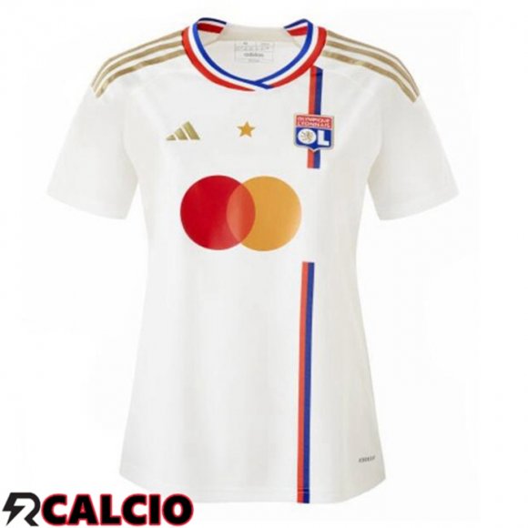 Prima Maglia Calcio Lyon OL Donna Bianco 2023/2024  Prima Maglia Calcio Lyon OL Donna Bianco 2023/2024