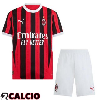 Maglie Calcio AC Milan Bambino Prima Rosso Nero 2024/2025  Maglie Calcio AC Milan Bambino Prima Rosso Nero 2024/2025