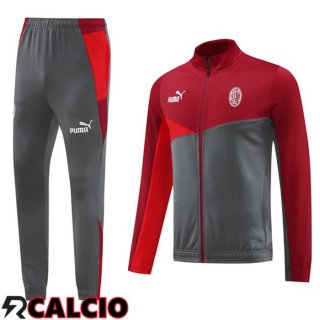 Insieme Tuta Calcio - Giacca AC Milan Rosso Grigio 2024/2025