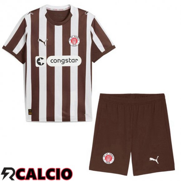 Maglie Calcio FC St. Pauli Bambino Prima Bianco Marrone 2025/2026