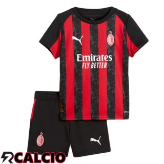 Maglie Calcio AC Milan Bambino Prima Rosso Nero 2025/2026