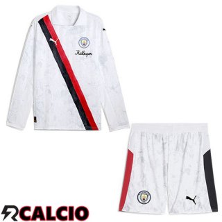 Maglie Calcio Manchester City Club World Cup Bambino Prima Manica Lunga Bianco 2025/2026  Maglie Calcio Manchester City Club World Cup Bambino Prima Manica Lunga Bianco 2025/2026