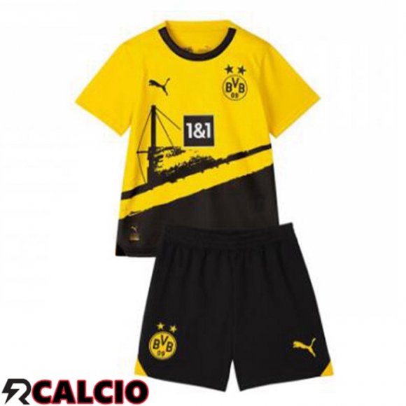 Prima Maglia Calcio Dortmund BVB Bambino Giallo Nero 2023/2024