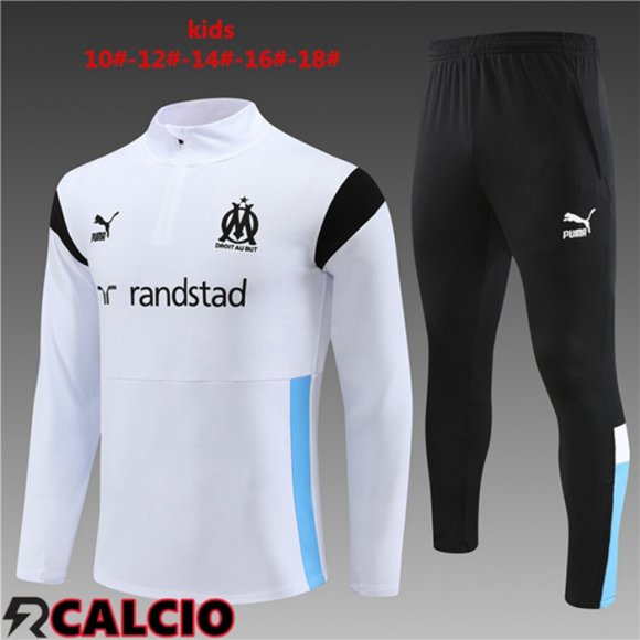 Insieme Tuta Calcio Marsiglia OM Bambino Bianco 2023/2024  Insieme Tuta Calcio Marsiglia OM Bambino Bianco 2023/2024