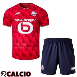 Maglie Calcio Lille OSC Bambino Prima Rosso 2025/2026  Maglie Calcio Lille OSC Bambino Prima Rosso 2025/2026