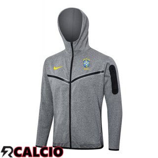 Felpa Con Cappuccio Brasile Grigio 2024/2025