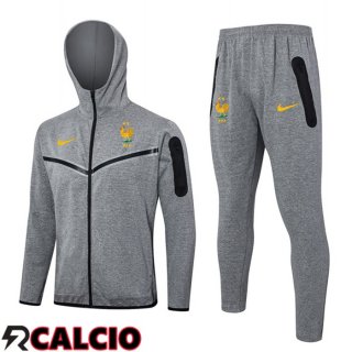 Tuta Calcio - Felpa Con Cappuccio Francia Grigio 2024/2025  Tuta Calcio - Felpa Con Cappuccio Francia Grigio 2024/2025