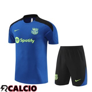 Insieme T Shirt Allenamento FC Barcellona + Pantaloncini Blu 2024/2025