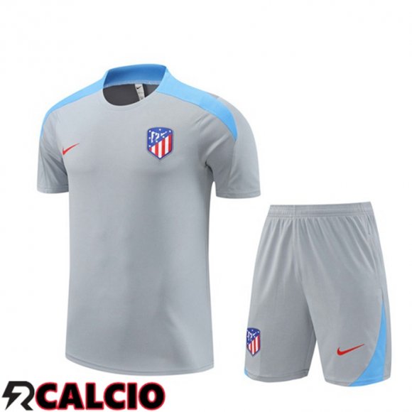 Insieme T Shirt Allenamento Atletico Madrid + Pantaloncini Grigio 2024/2025