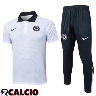 Insieme Polo FC Chelsea + Pantaloni Bianco 2025/2026  Insieme Polo FC Chelsea + Pantaloni Bianco 2025/2026
