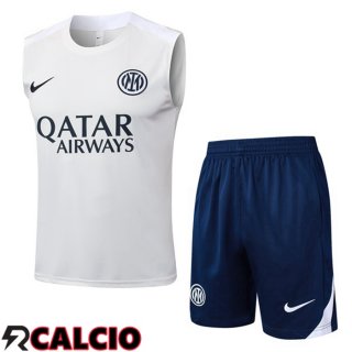 Canotta Allenamento Inter Milan + Pantaloncini Bianco 2025/2026