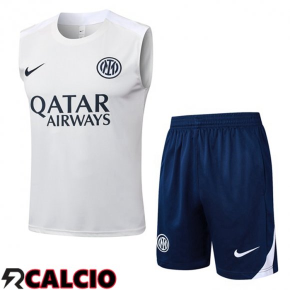 Canotta Allenamento Inter Milan + Pantaloncini Bianco 2025/2026  Canotta Allenamento Inter Milan + Pantaloncini Bianco 2025/2026