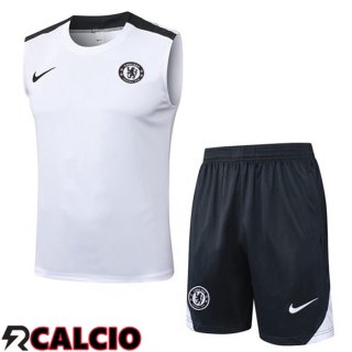 Canotta Allenamento FC Chelsea + Pantaloncini Bianco 2025/2026  Canotta Allenamento FC Chelsea + Pantaloncini Bianco 2025/2026