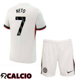 Maglie Calcio FC Chelsea (Neto 7) Bambino Seconda Bianco 2025/2026  Maglie Calcio FC Chelsea (Neto 7) Bambino Seconda Bianco 2025/2026