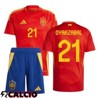 Prima Maglia Nazionale Spagna (OYARZABAL 21) Bambino Rosso UEFA Euro 2024