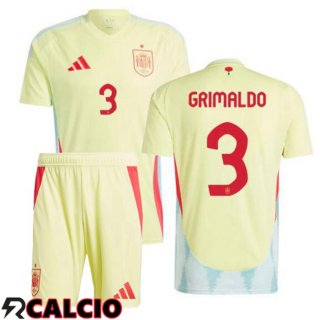 Seconda Maglia Nazionale Spagna (GRIMALDO 3) Bambino Giallo UEFA Euro 2024