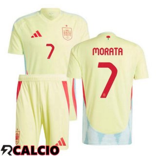 Seconda Maglia Nazionale Spagna (MORATA 7) Bambino Giallo UEFA Euro 2024