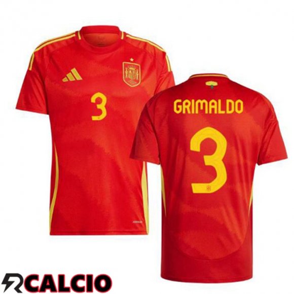 Prima Maglia Nazionale Spagna (GRIMALDO 3) Rosso UEFA Euro 2024