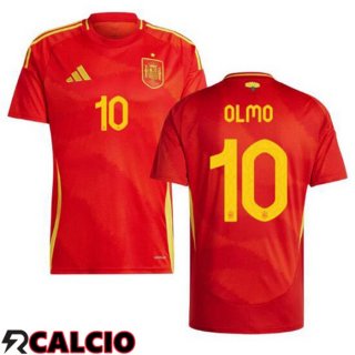Prima Maglia Nazionale Spagna (OLMO 10) Rosso UEFA Euro 2024