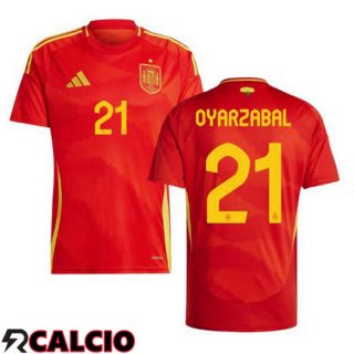 Prima Maglia Nazionale Spagna (OYARZABAL 21) Rosso UEFA Euro 2024