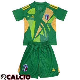 Maglia Italia Bambino Portiere Verde UEFA Euro 2024  Maglia Italia Bambino Portiere Verde UEFA Euro 2024
