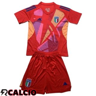 Maglia Italia Bambino Portiere Rosso UEFA Euro 2024  Maglia Italia Bambino Portiere Rosso UEFA Euro 2024