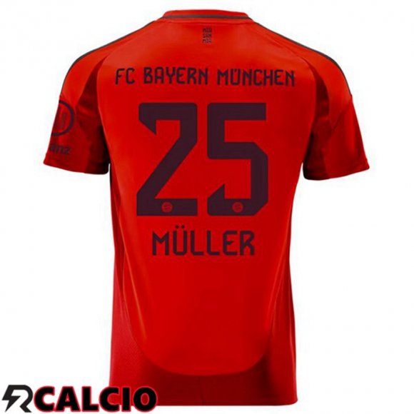 Prima Maglia Bayern Monaco (Müller 25) Rosso 2024/2025  Prima Maglia Bayern Monaco (Müller 25) Rosso 2024/2025