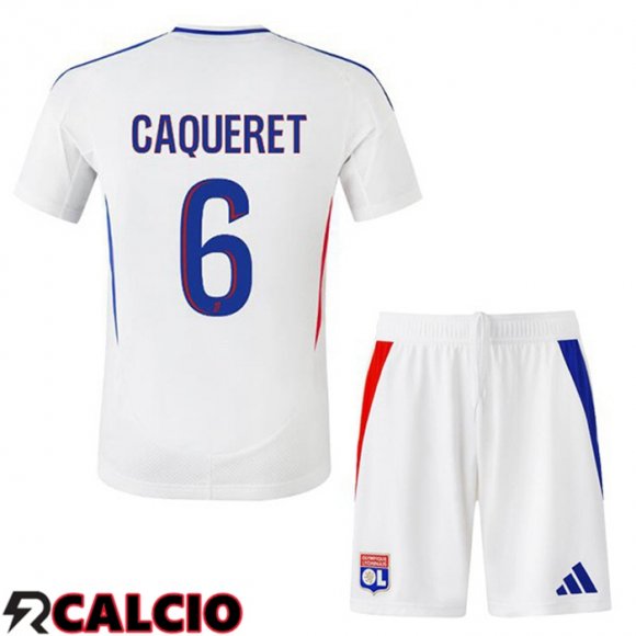 Prima Maglia Lione OL (CAQUERET 6) Bambino Bianco 2024/2025